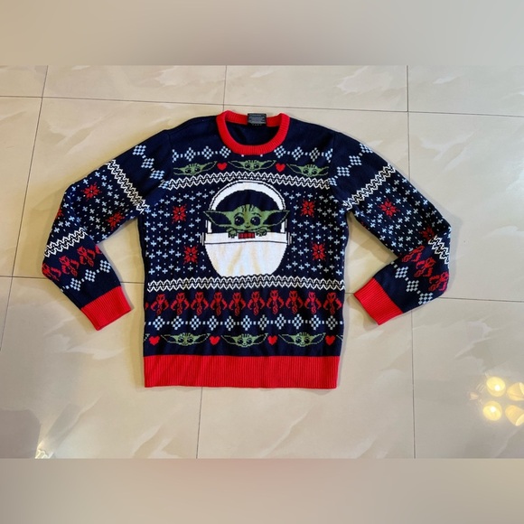 Star Wars Geeknet The Mandalorian Child Baby Yoda Ugly Holiday Unisex size L - Picture 15 of 16
